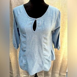 Ces Femme Blue & White Striped top size small